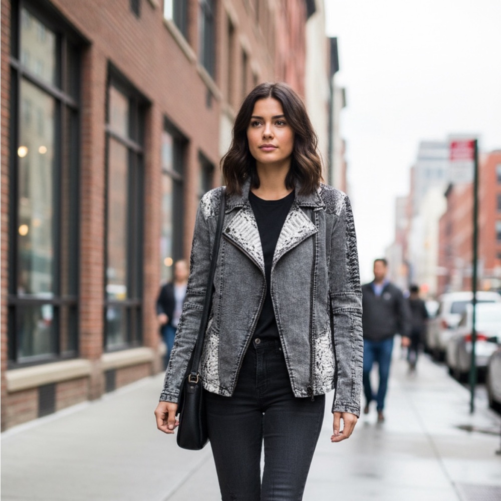 Comme USA Elegant Black and Gray Women's  Jacket